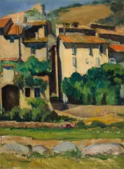 Vals-les-Bains, Ardèche by Adrien Hébert, 1922, oil on board, sold Apr 2025