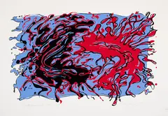 Graffignoire et bleu by Jacques Hurtubise, 1997, silkscreen on paper, sold Apr 2025