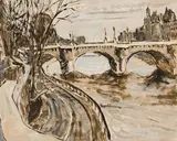 Paris (Pont-Neuf) by Robert Francis Michael McInnis, 1985, oil on canvas, sold Apr 2025
