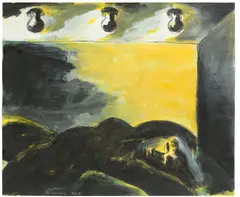 Das schwarze Zimmer by Dieter Hacker, 1985, Aquarell, Gouache und Kreide auf Velin, sold Dec 2016