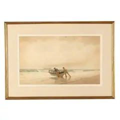 Fishermen on the Beach by Fred Cozzens, Watercolor on paper, sold Jun 2026