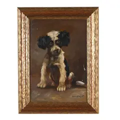 Portrait of a Seated Puppy by Thomas Dalton Beaumont, Oil on board, sold Jun 2026