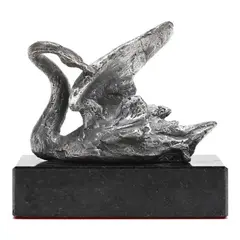 Swan by John Dowie, Aluminum casting of a swan on a marble base; signed "Dowie" under tail feathers, sold Jun 2026
