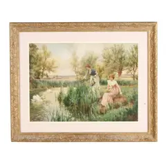Landscape with Women and Swans by Alfred Augustus Glendening, Jr., Watercolor on paper, sold Jun 2026