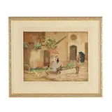Promenade with Figures and Geese by Léon Girardet, Watercolor and gouache on paper, sold Jun 2026