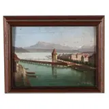 Lake Lucerne, Switzerland by Hubert Sattler, Oil on panel, sold Jun 2026