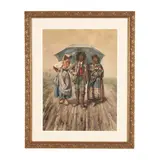 Children in the Rain by Pietro Gabrini, Watercolor on paper, sold Jun 2026