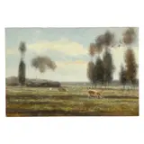 Atmospheric Pastoral Landscape with Cattle by L. Stepano, Oil on canvas, sold Jun 2026