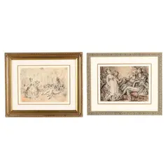 Two Framed Boudoir Scenes by Harold Hope Read, Includes and ink on paper and charcoal on paper illustration, sold Jun 2026