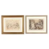 Two Framed Boudoir Scenes by Harold Hope Read, Includes and ink on paper and charcoal on paper illustration, sold Jun 2026