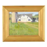 Landscape with Barn by Richard Oversmith, Oil on board, sold Jun 2026