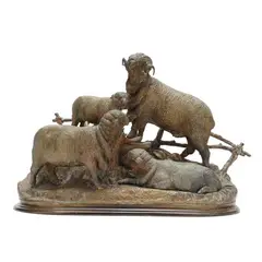 Gilt Bronze Group of a Merino Sheep Family by Jules Moigniez, Bronze with gilt patina, sold Jun 2026