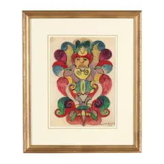 Untitled (mandala with face) by Minnie Evans, Crayon, sold Jun 2026