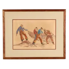 Rockport Fishermen by Gifford Beal, Ink and watercolor on paper, sold Jun 2026