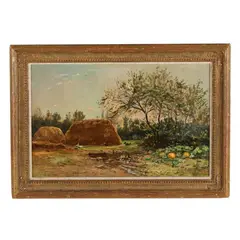 Haystacks at Dusk by Émile Noirot, Oil on canvas (lined), sold Jun 2026