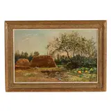 Haystacks at Dusk by Émile Noirot, Oil on canvas (lined), sold Jun 2026