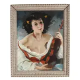 Woman with Violin by Mária Szánthó, Oil on canvas, sold Jun 2026