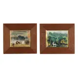 Horses in Field and Horses in Stream (Two Works) by Louis Bosa, Oil on Masonite, sold Jun 2026
