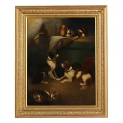Spaniels in a Game Larder by Edward Armfield, Oil on canvas, sold May 2026