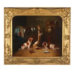 Spaniels in a Game Larder by Edward Armfield, Oil on canvas, sold May 2026