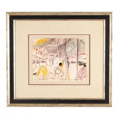 Yankee Dugout - Venezuela by LeRoy Neiman, Ink and marker on paper, sold May 2026