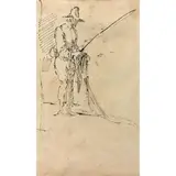 PêcheurPlume et encre noire14 × 8 cmProvenance : Geneviève Aymonnier,... by Charles-Frédéric Soehnée, Plume et encre noire, sold Apr 2015
