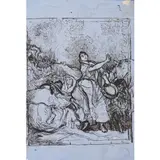 La danse gitane by Alfred Dehodencq, Plume et encre brune sur papier bleu, sold Apr 2015