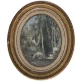 Le repos dans un sous-bois by Louis-Gabriel Moreau, Gouache, sold Apr 2015