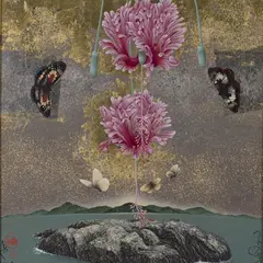 Levée de la Lune by Kyosuke Tchinaï, 2009, Huile et or sur panneau, sold Apr 2015