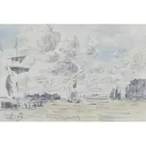 Bateau en mer by Eugène Boudin, Crayon et aquarelle, sold Apr 2015