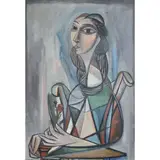 Portrait de femme by Georges-Henri Pescadere, 1976, Huile sur panneau, sold Apr 2015