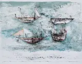 Voiles à la mer - 1953 by Zao Wou-ki, Lithographie en 5 couleurs sur Rives, signée, datée "53" et numérotée 48/120, sold Apr 2018