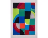 Grand carré noir - 1971 by Sonia Delaunay, Lithographie en couleurs signée et daté "71", sold Apr 2018