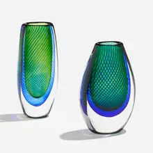 Vases, set of two by Vicke Lindstrand, c. 1959, glass, sold Apr 2023