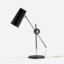 Table lamp by Anders Pehrson, c. 1965, leather, chrome-plated steel, enameled aluminum, sold Apr 2023
