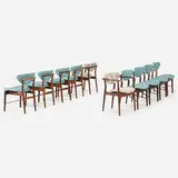 Dining chairs, set of ten by Finn Juhl, 1946, rosewood, leather, upholstery, sold Mar 2023
