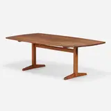 Special Boat-Shaped Trestle dining table by George Nakashima, 1959, American black walnut, rosewood, sold Mar 2023