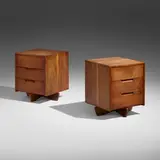 Kornblut nightstands, pair by George Nakashima, 1969, American black walnut, sold Mar 2023