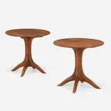 Occasional tables, pair by Sam Maloof, 1990, walnut, sold Mar 2023