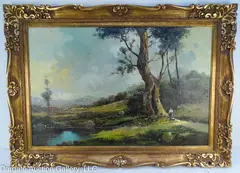 Untitled by Toni Bordignon, oil on canvas landscape – A large tree, offered Dec 2023