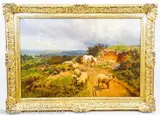 Untitled by Charles Collins, Oil on Canvas Sheep & Cattle Farmer, offered Dec 2023
