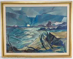 Untitled by Nick Ruggieri, Oil on canvas shore scene, offered Dec 2023