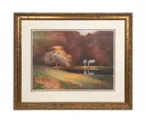 Untitled - White Horses in Fall Landscape - 2003 by Zhen - Huan Lu, gouache on Whatman illustration board, sold Mar 2025
