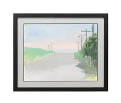 Untitled - Sunset on the Road Landscape - 1978 by Peter Watts, mixed media on paper, sold Mar 2025