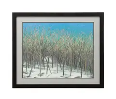 Untitled - Bare Trees Landscape by Peter Watts, mixed media on paper, sold Mar 2025