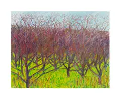 Untitled - Forest Landscape by Peter Watts, crayon and mixed media on paper, sold Mar 2025
