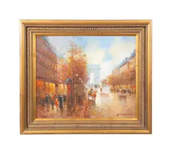 Untitled - Parisian Street Scene by T.E. Pencke, oil on canvas, sold May 2025