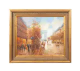 Untitled - Parisian Street Scene by T.E. Pencke, oil on canvas, sold May 2025