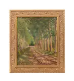 Untitled - Impressionist Forest Path - 1899 by Georges Henri Manzana Pissarro, oil on canvas, sold May 2025
