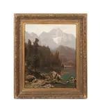 Untitled - Alpine Mountain Lake Landscape - late 19th century by Wilhelm Theodor Nocken, oil on canvas, sold May 2025